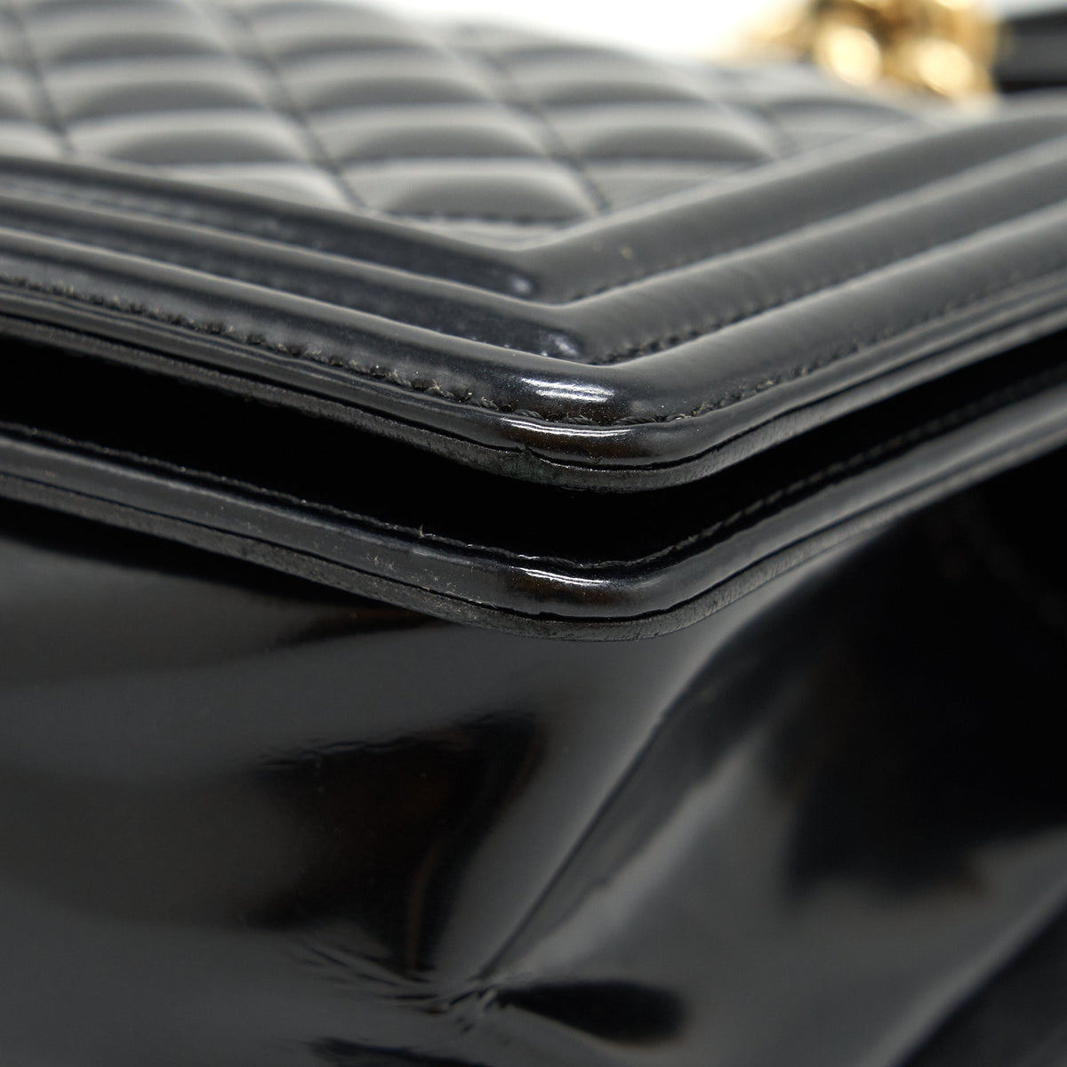 CHANEL MEDIUM LE BOY PATENT LEATHER BLACK LGHW