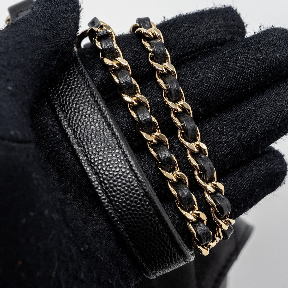 CHANEL SMALL COCO HANDLE CHEVRON CAVIAR BLACK LGHW
