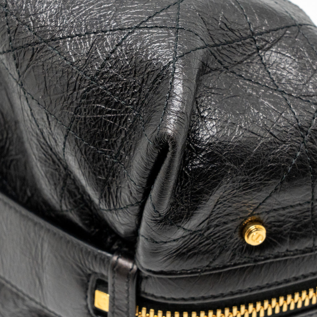 Dior Medium D-Journey Bag Crinkled calfskin Black GHW