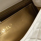 CHANEL PEARL CRUSH MINI RECTANGULAR FLAP BAG LAMBSKIN WHITE GHW(MICROCHIP)