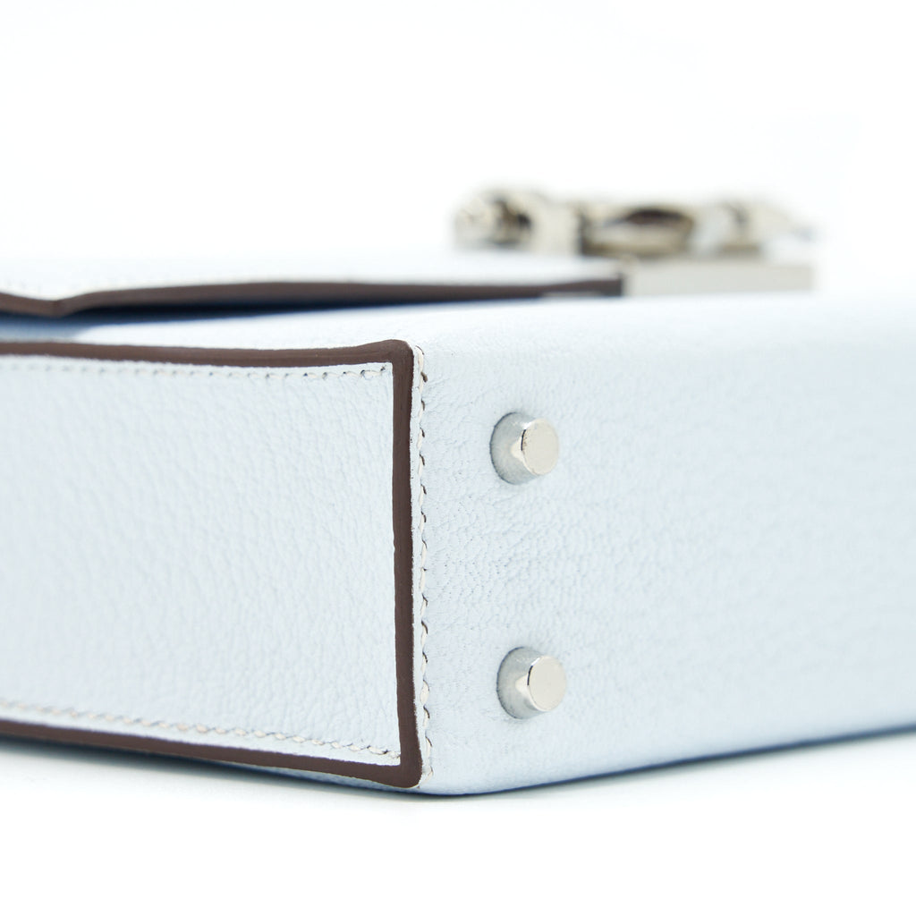 Hermes Mini Verrou Bag Chèvre Mysore T0 Bleu Brume SHW