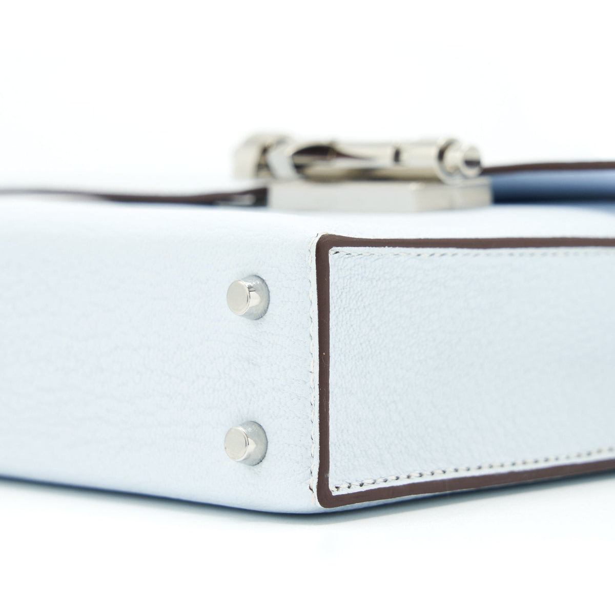 Hermes Mini Verrou Bag Chèvre Mysore T0 Bleu Brume SHW