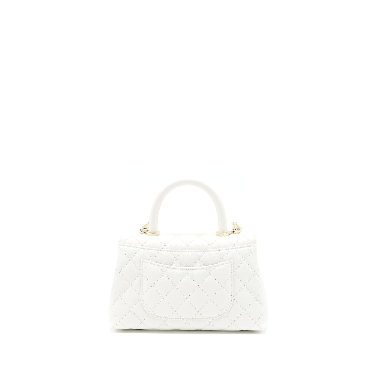 CHANEL SMALL COCO HANDLE CAVIAR WHITE LGHW (MICROCHIP)
