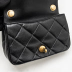 Chanel CC Mini Flap Bag with Adjustable Pearls Chain Lambskin Black GHW (Microchip)