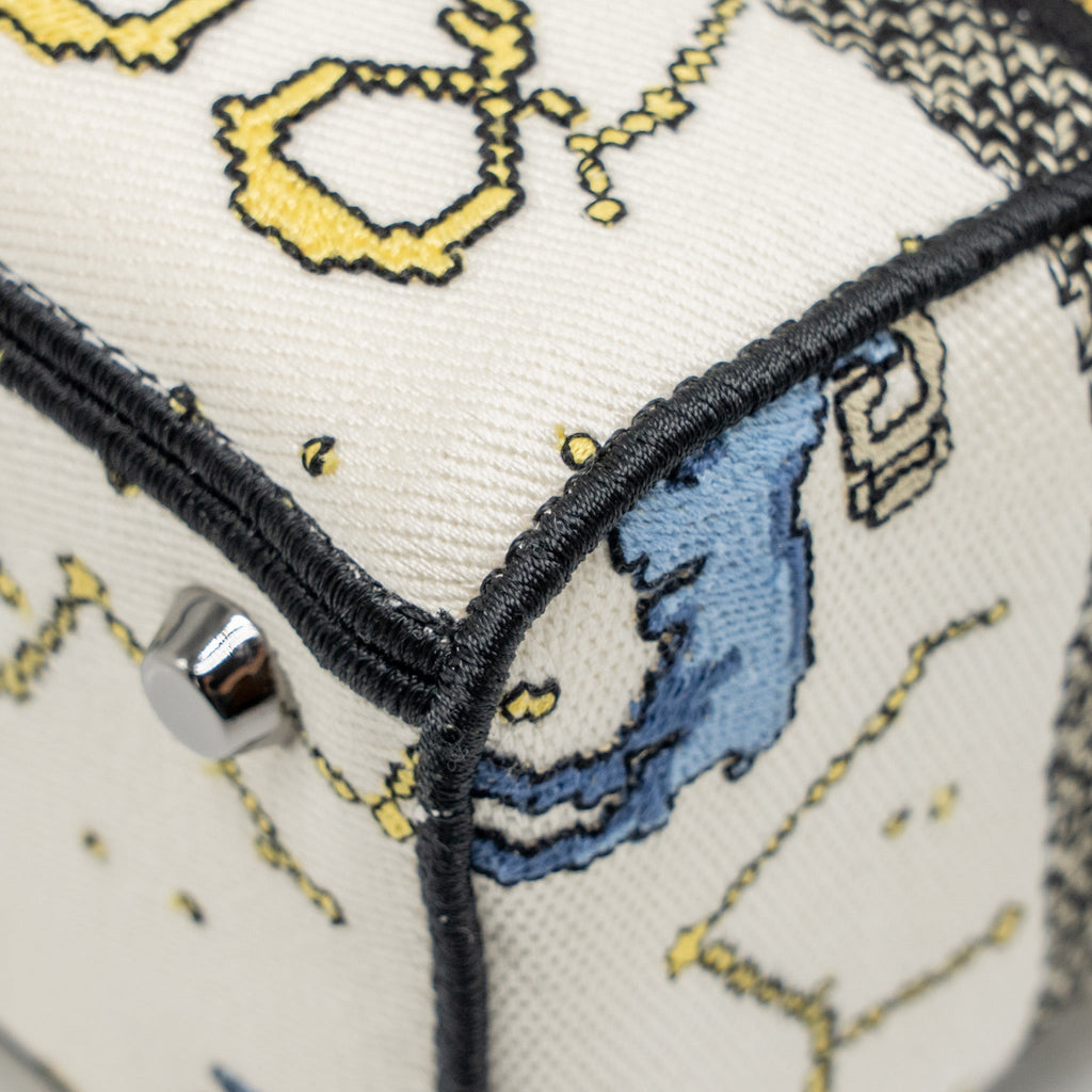 DIOR MEDIUM LADY D-LITE BAG PIXEL ZODIAC EMBROIDERY CANVAS MULTICOLOUR BLACK HARDWARE