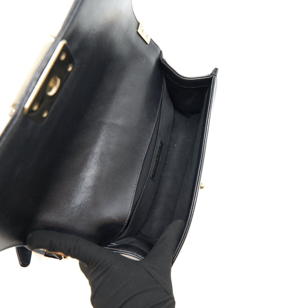 CHANEL MEDIUM LE BOY PATENT LEATHER BLACK LGHW