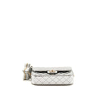 Chanel 24C Small Hollywood Boulevard Flap Bag with Star Coin Purse Patent/Calfskin Metallic Silver LGHW (Microchip)