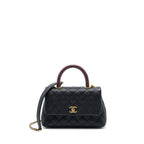 CHANEL SMALL COCO HANDLE CAVIAR WITH LIZARD HANDLE BLACK GHW