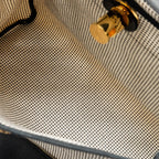 Hermes Herbag 31 Zip Bag Quadrille Viking Canvas/Hunter Leather Ecru-Blanc/Black GHW