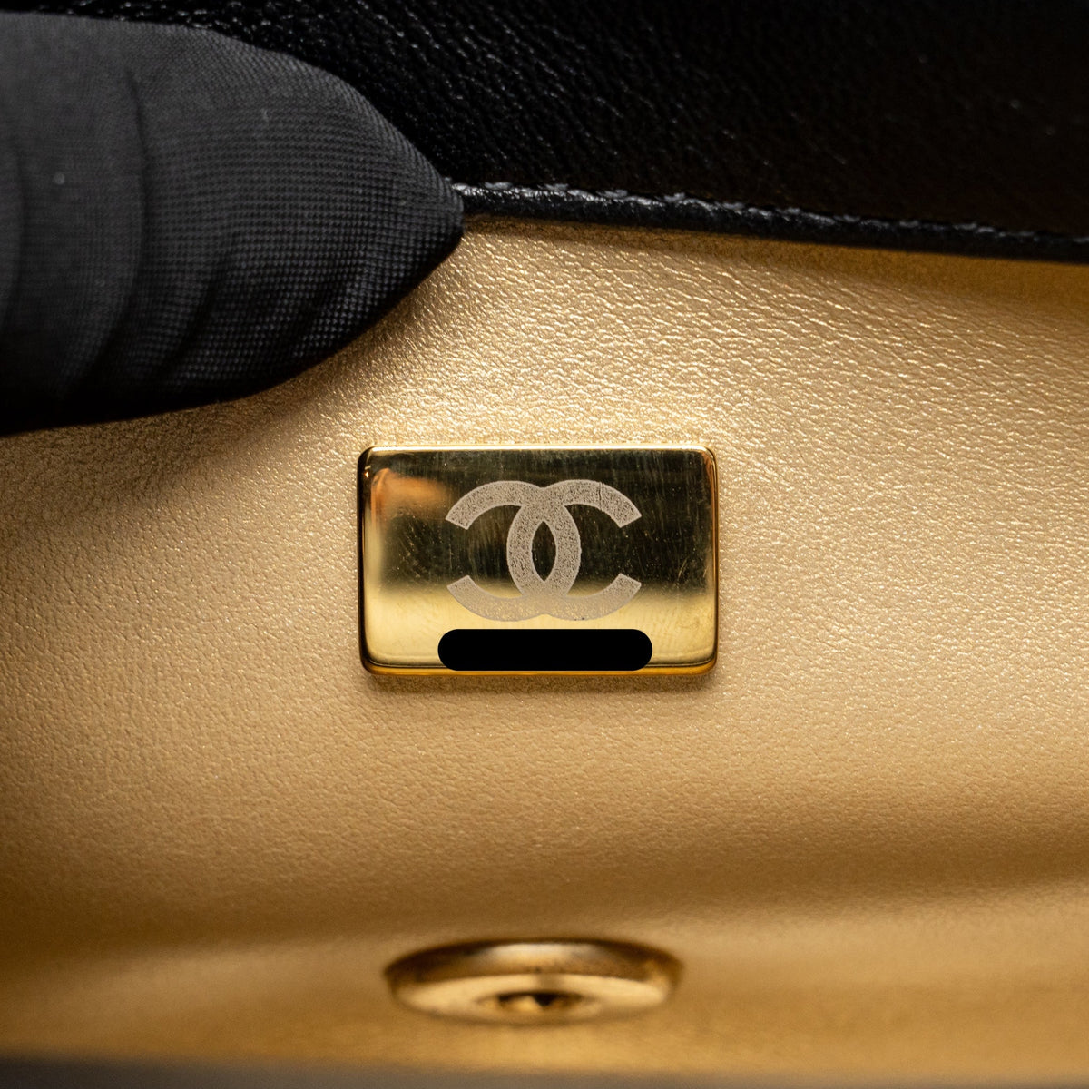 Chanel CC Mini Flap Bag with Adjustable Pearls Chain Lambskin Black GHW (Microchip)