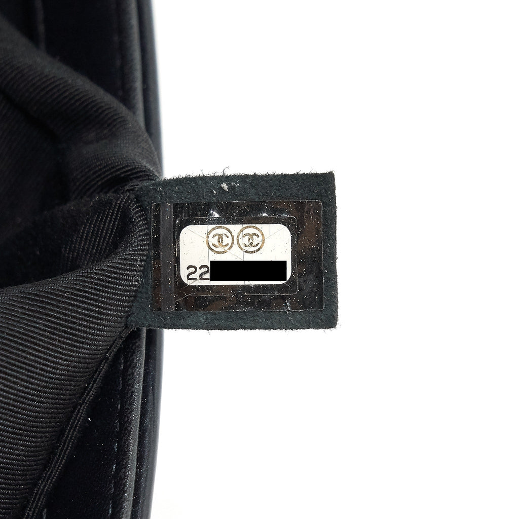CHANEL MEDIUM LE BOY PATENT LEATHER BLACK LGHW