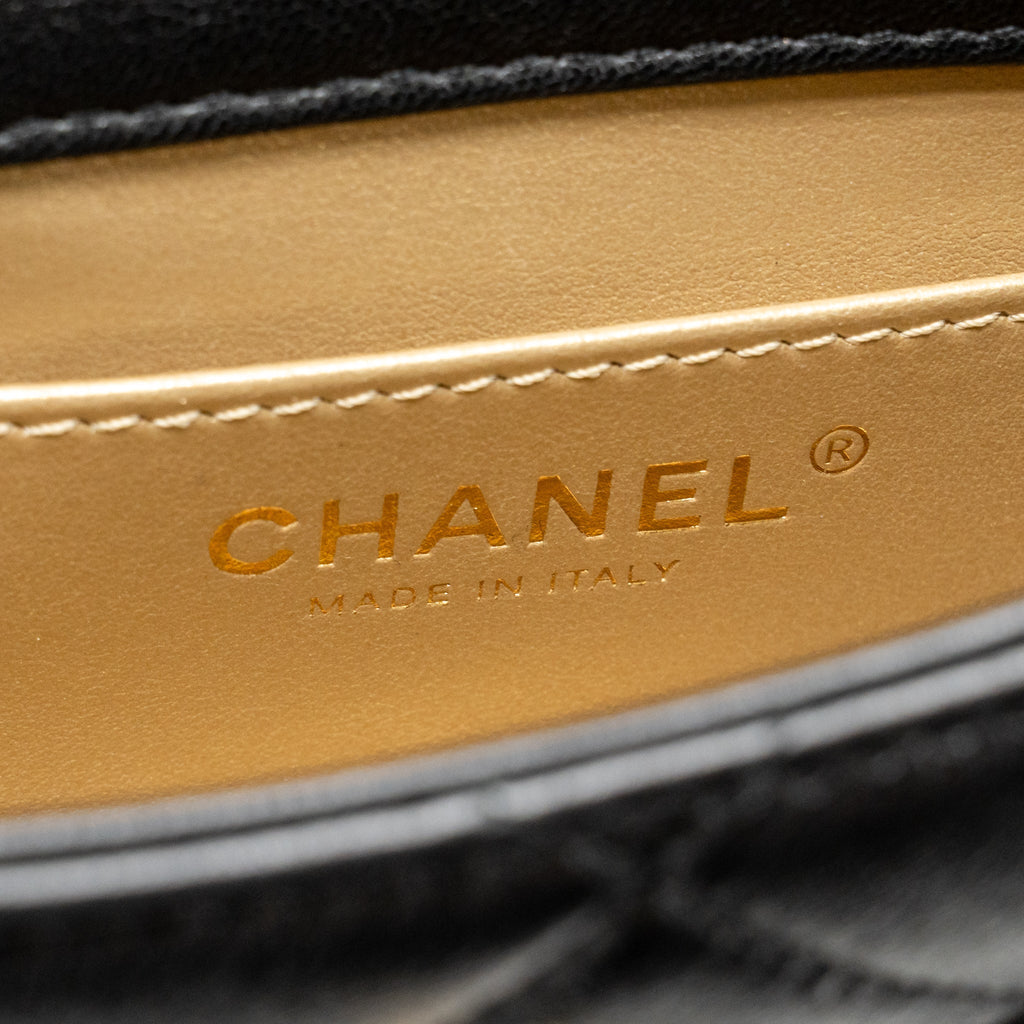 Chanel CC Mini Flap Bag with Adjustable Pearls Chain Lambskin Black GHW (Microchip)