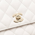 CHANEL SMALL COCO HANDLE CAVIAR WHITE LGHW (MICROCHIP)