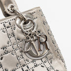 DIOR MINI LADY DIOR CANNAGE SATIN WITH STRASS GREY SHW