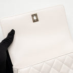 CHANEL SMALL COCO HANDLE CAVIAR WHITE LGHW (MICROCHIP)