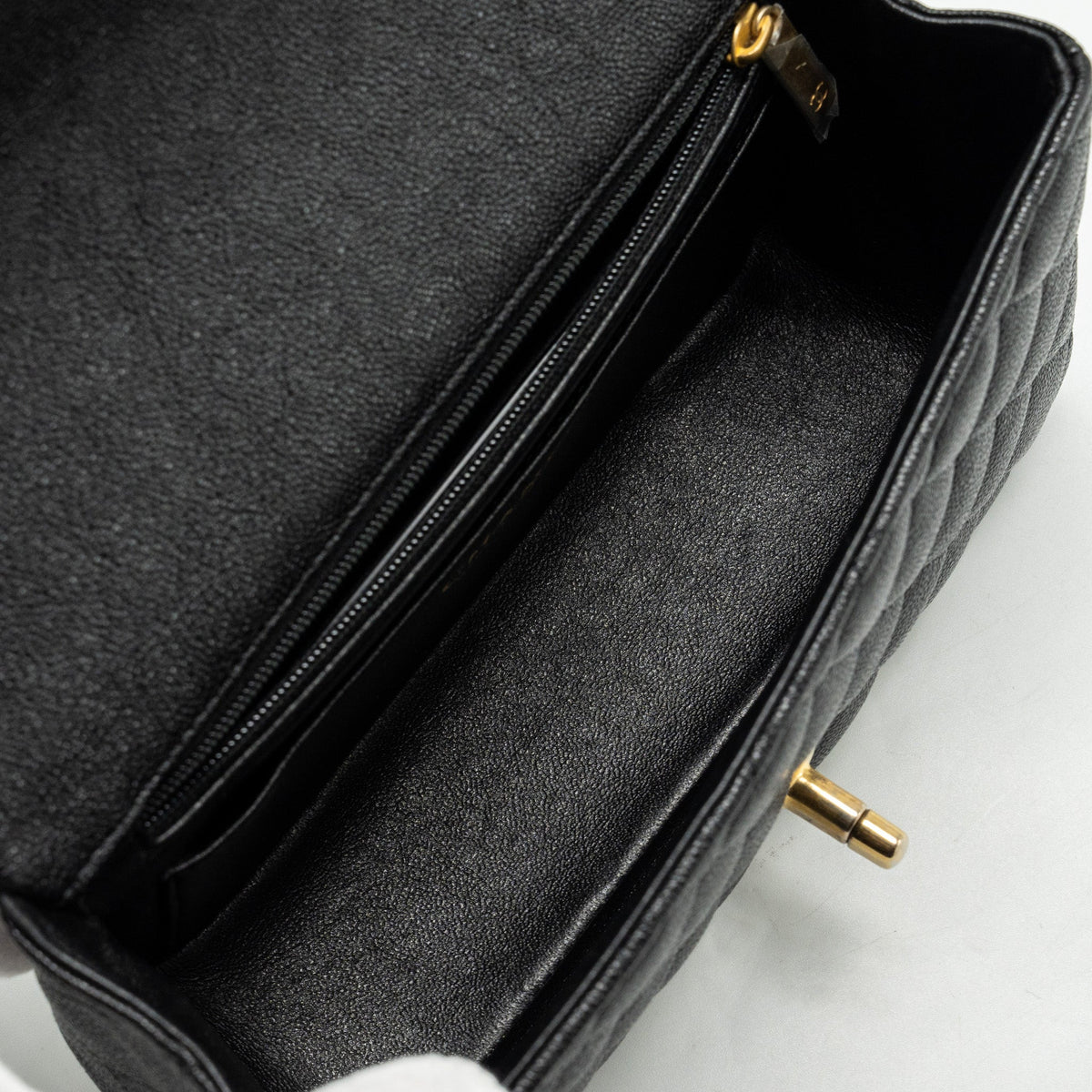 CHANEL TOP HANDLE MINI RECTANGULAR FLAP BAG CAVIAR BLACK GHW