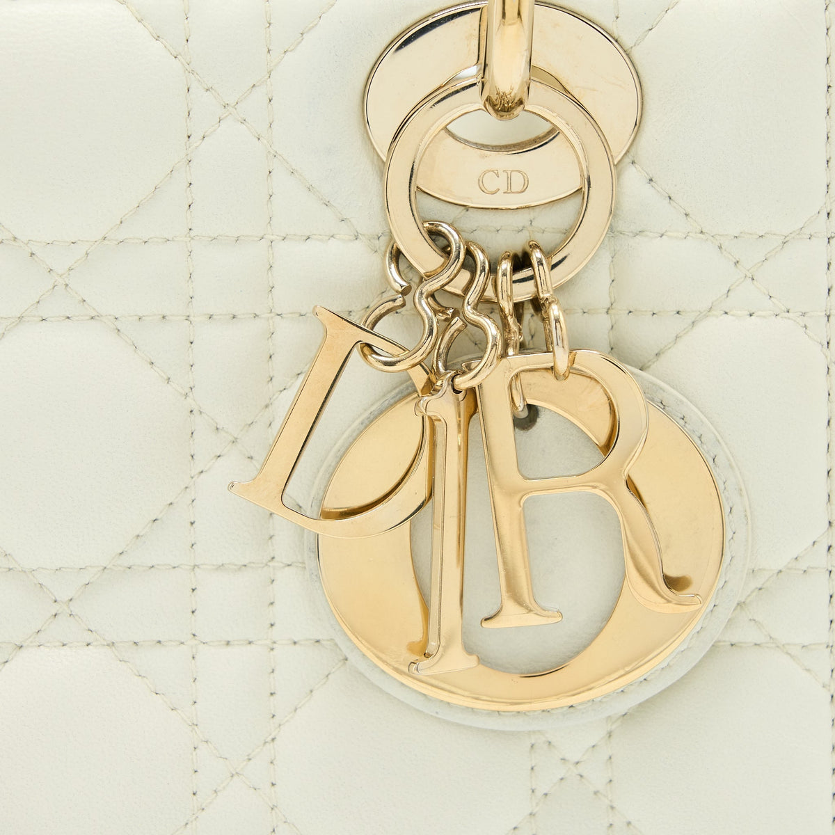 DIOR SMALL LADY DIOR LAMBSKIN WHITE LGHW