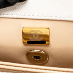CHANEL SMALL COCO HANDLE CAVIAR WHITE LGHW (MICROCHIP)