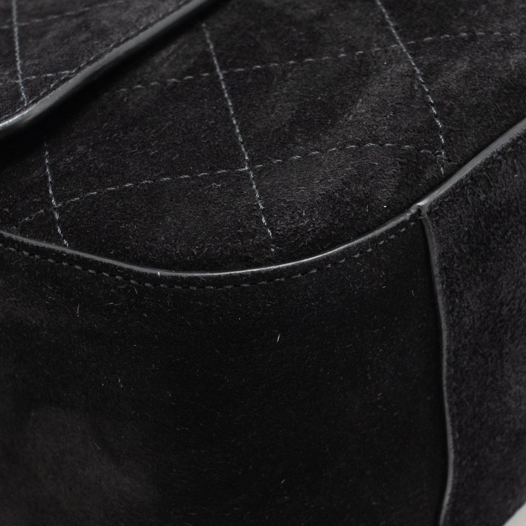Chanel 26s Maxi flap bag suede calfskin black GHW (microchip)