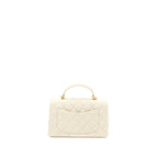 CHANEL TOP HANDLE MINI RECTANGULAR GRAINED CALFSKIN LIGHT BEIGE BRUSHED GHW