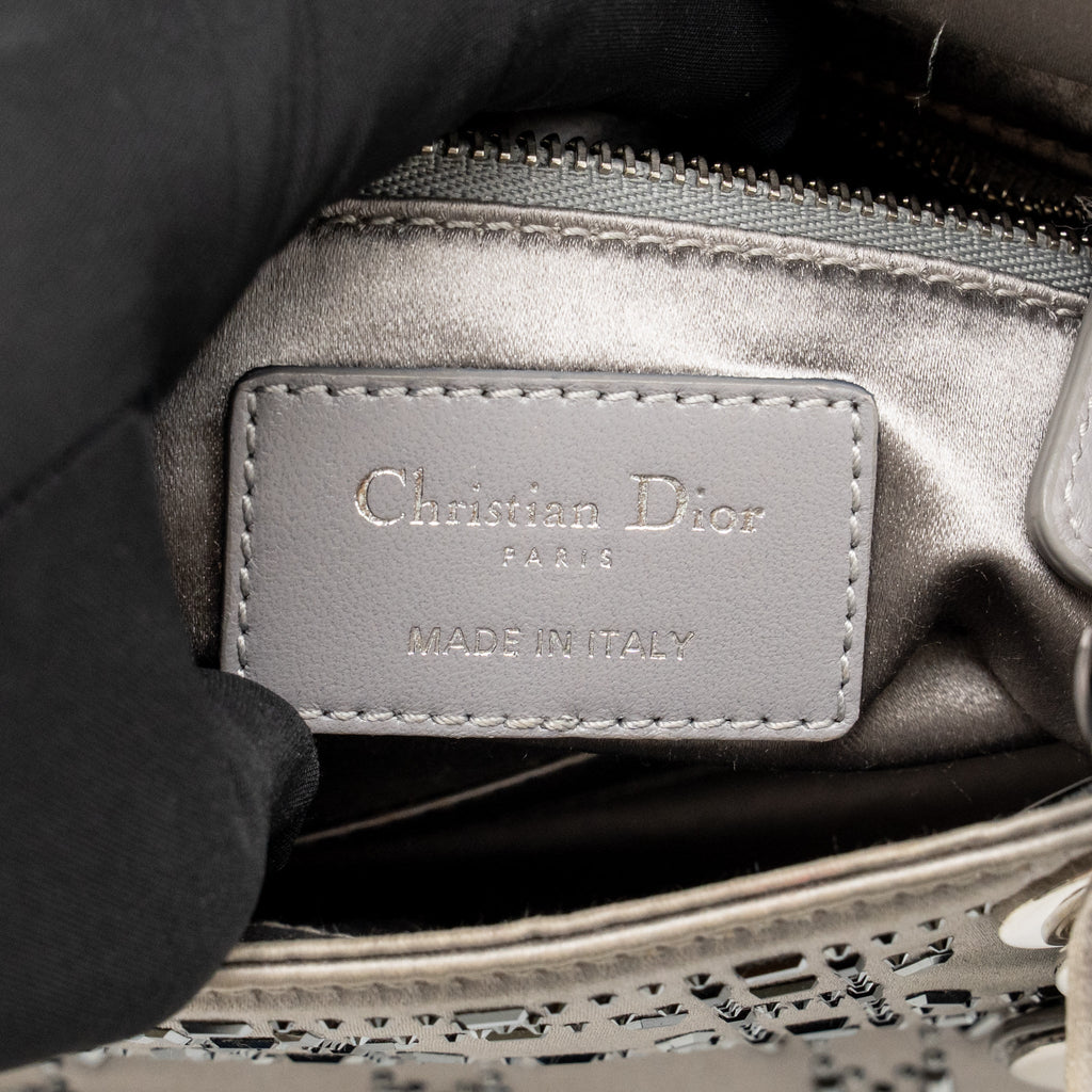 DIOR MINI LADY DIOR CANNAGE SATIN WITH STRASS GREY SHW