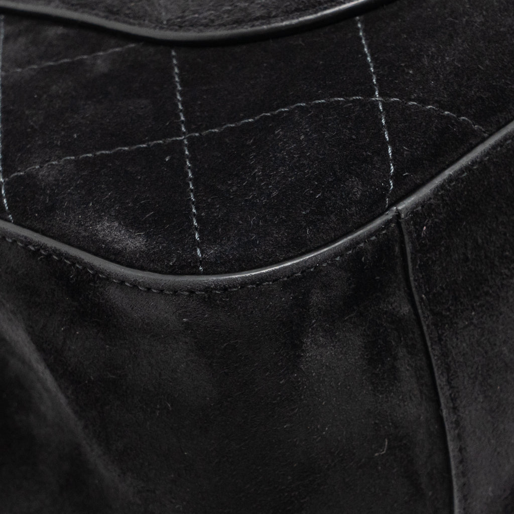 Chanel 26s Maxi flap bag suede calfskin black GHW (microchip)