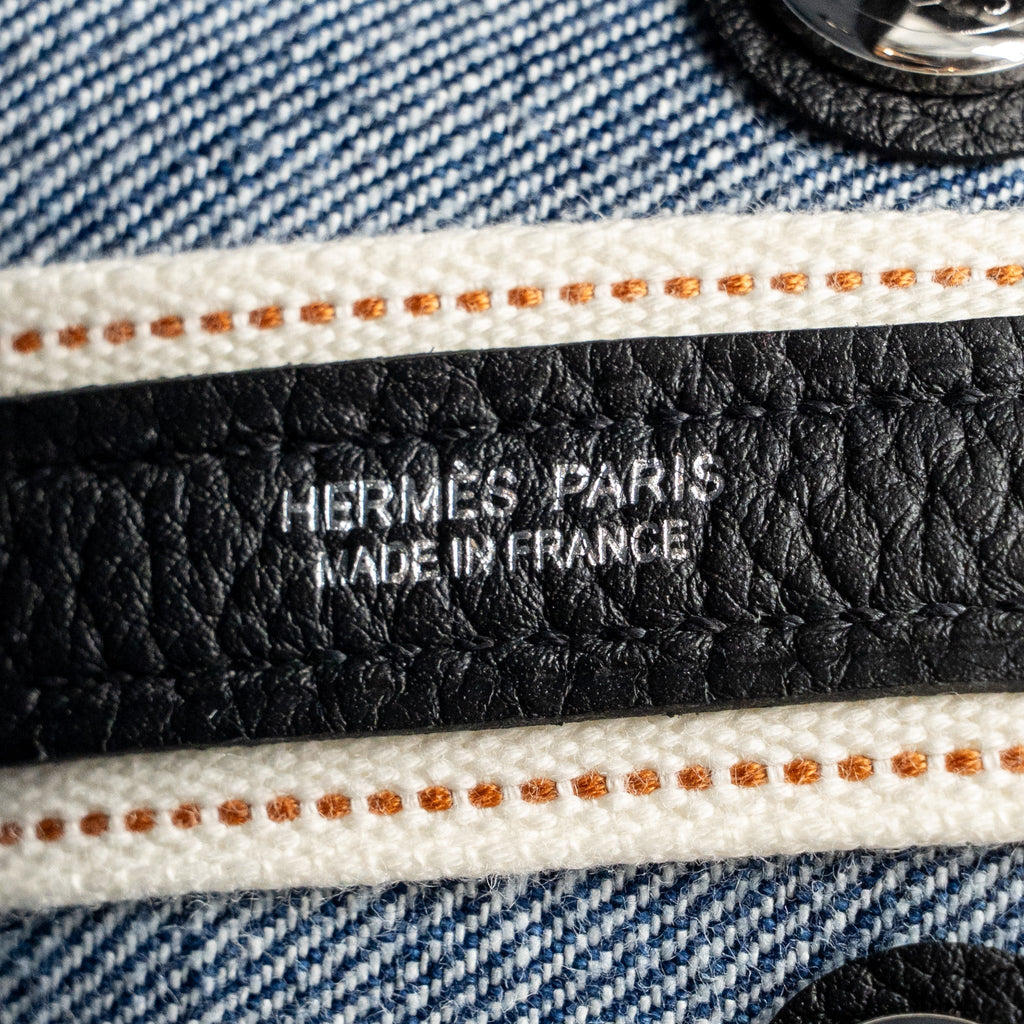 Hermes Neo Garden Party 23 Denim/Negonda Denim Moyen/Noir SHW