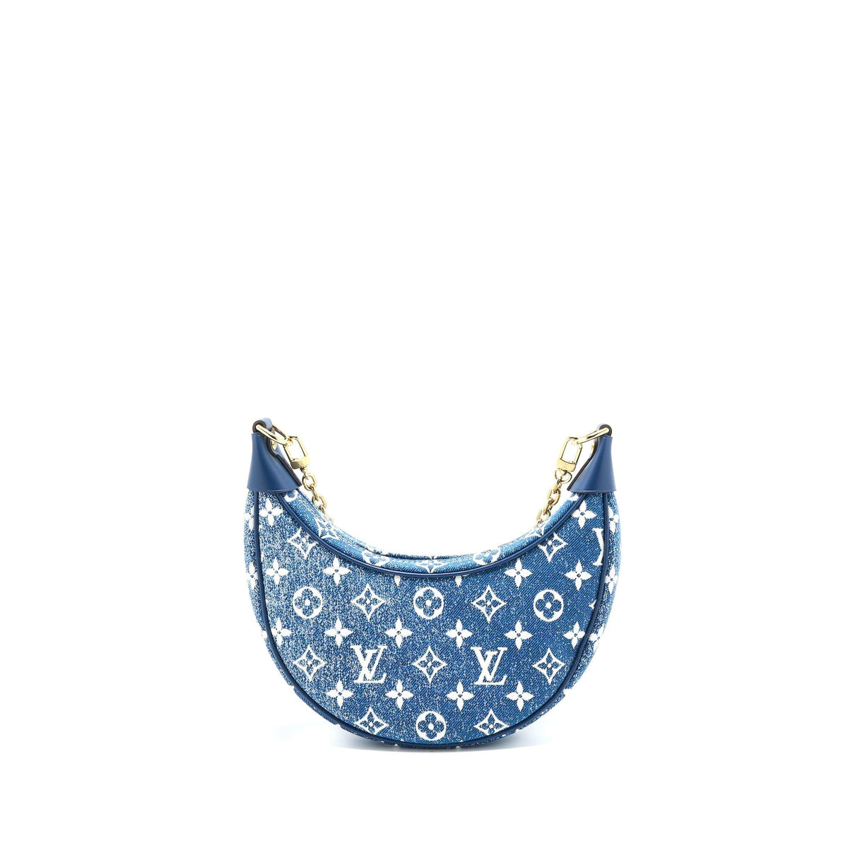 LOUIS VUITTON HALF-MOON LOOP BAGUETTE HANDBAG DENIM BLUE GHW (NEW VERSION)