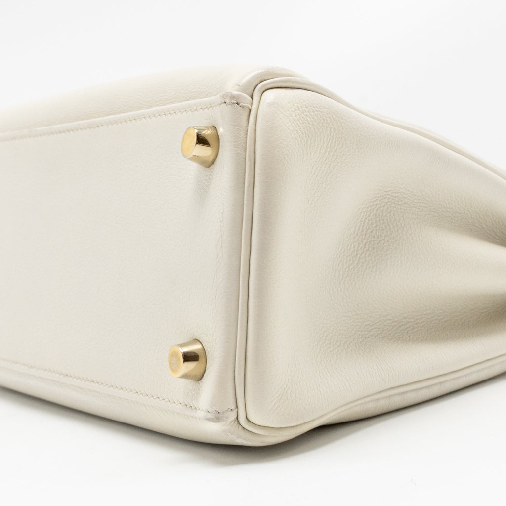 HERMES KELLY 25 EVERCOLOR BLANC GHW