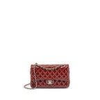 CHANEL MEDIUM CLASSIC DOUBLE FLAP BAG PATENT RED SHW