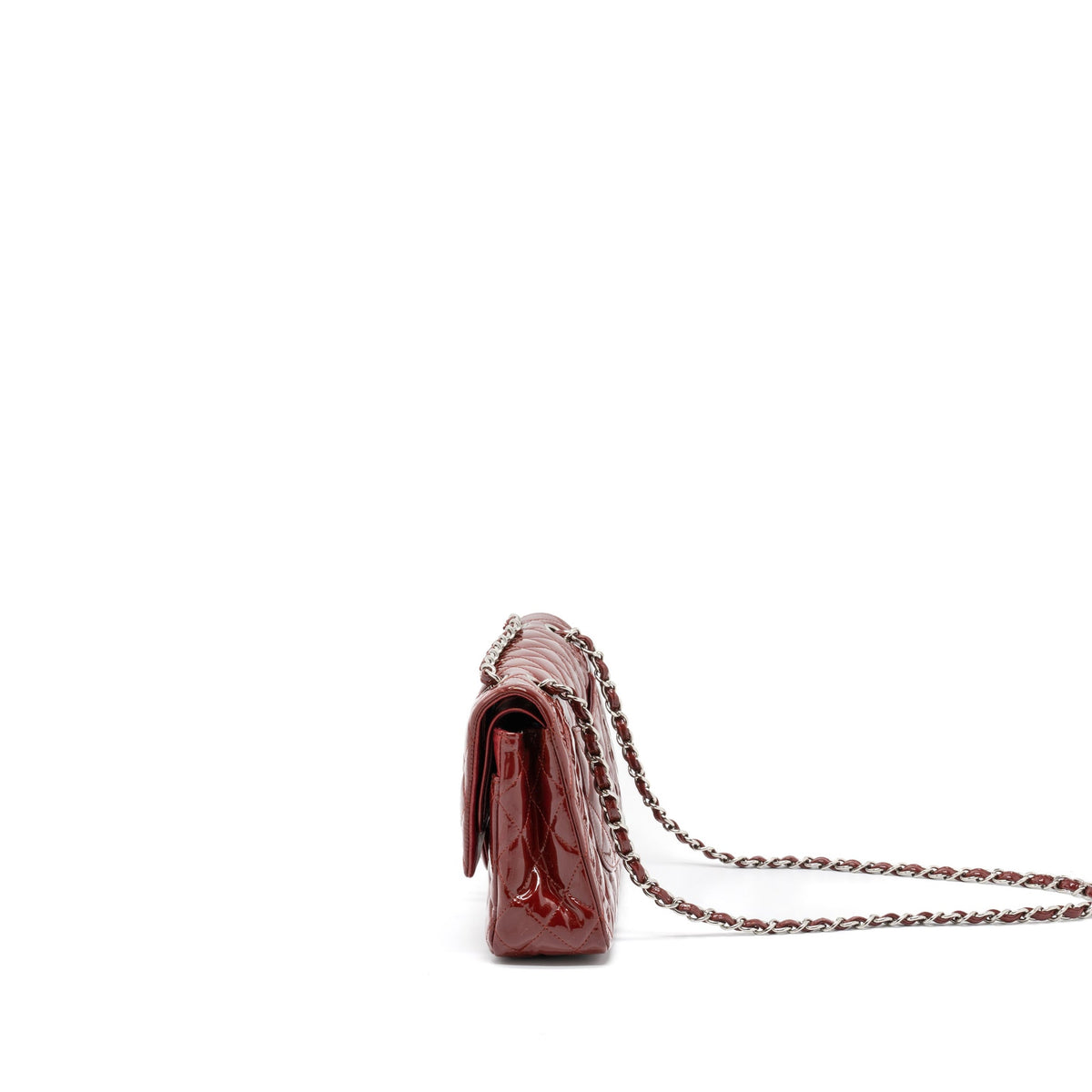 CHANEL MEDIUM CLASSIC DOUBLE FLAP BAG PATENT RED SHW