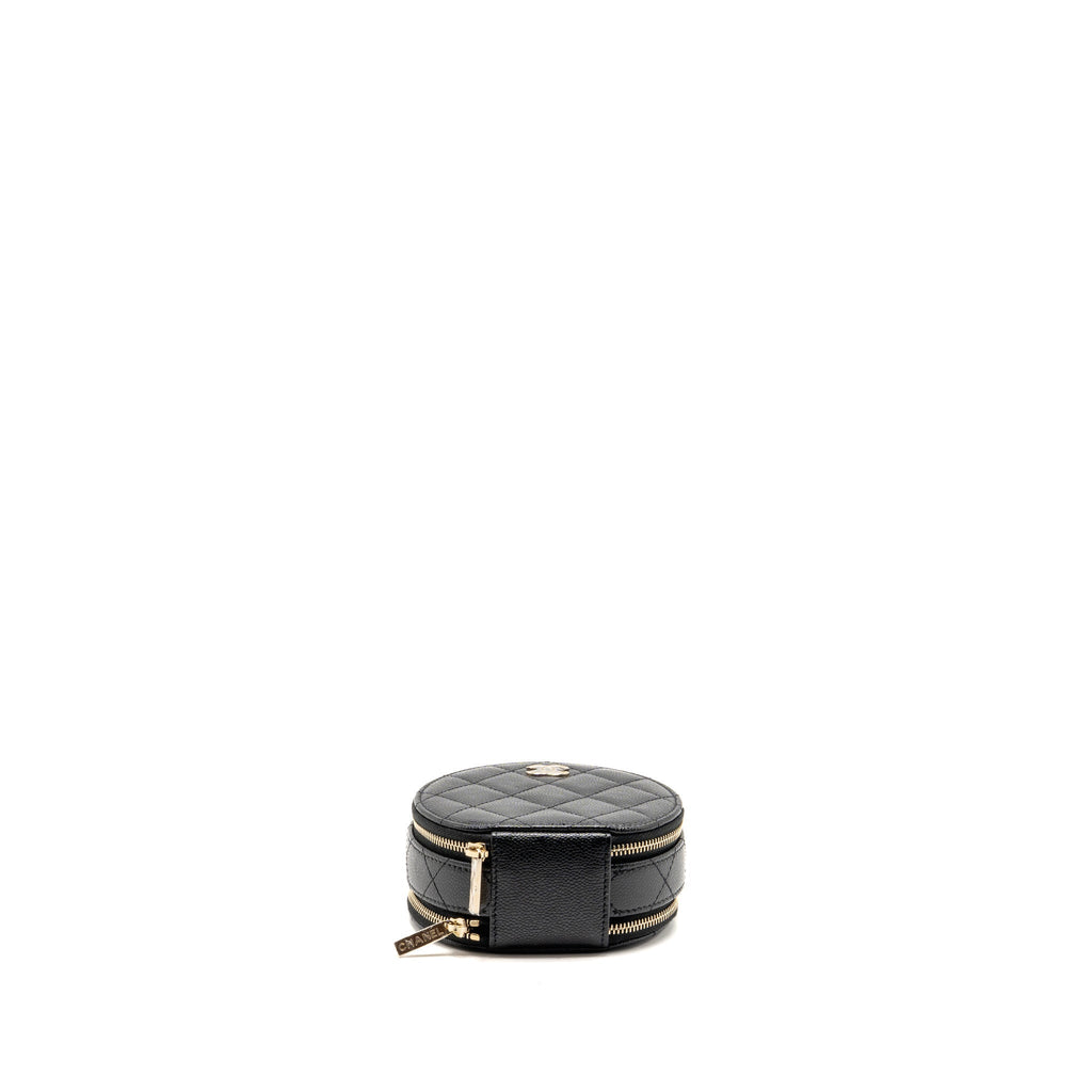 Chanel Top Handle Round Vanity Case Caviar Black LGHW