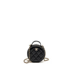 Chanel Top Handle Round Vanity Case Caviar Black LGHW