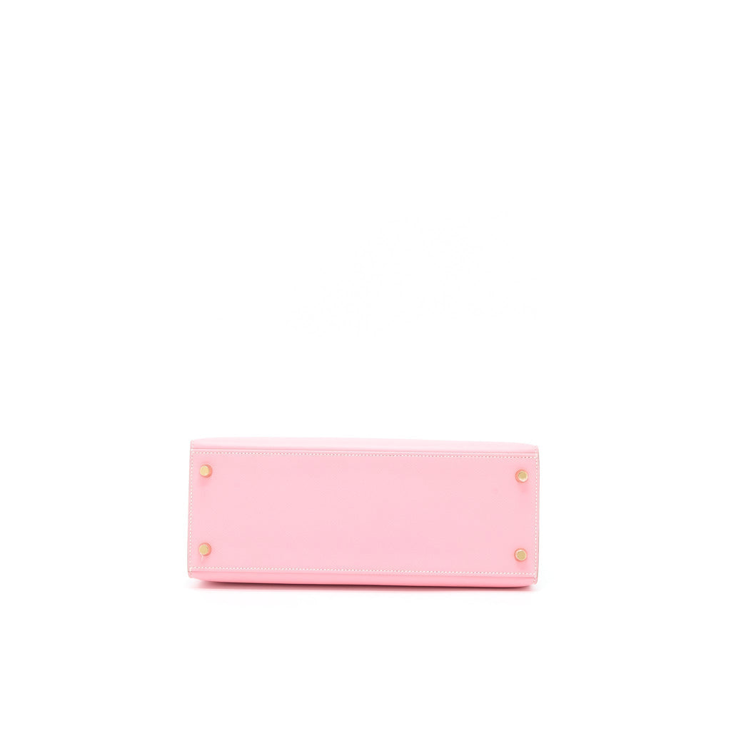 HERMES KELLY 28 SPECIAL ORDER EPSOM BLANC/ROSE CONFETTI BRUSHED GHW