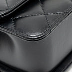 CHANEL GOLD CRUSH MINI FLAP BAG SHINY CALFSKIN BLACK GHW (MICROCHIP)
