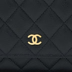 CHANEL CLASSIC WALLET ON CHAIN CAVIAR BLACK GHW (MICROCHIP)