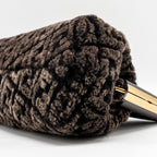 FENDI MEDIUM FENDI FIRST CLUTCH BAG SHEARLING BROWN GHW