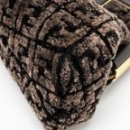 FENDI MEDIUM FENDI FIRST CLUTCH BAG SHEARLING BROWN GHW