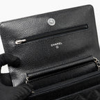 CHANEL CLASSIC WALLET ON CHAIN CAVIAR BLACK SHW (MICROCHIP)