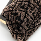 FENDI MEDIUM FENDI FIRST CLUTCH BAG SHEARLING BROWN GHW