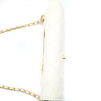 CHANEL PEARL CRUSH WALLET ON CHAIN LAMBSKIN WHITE BRUSHED GHW (MICROCHIP)