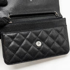 CHANEL CLASSIC WALLET ON CHAIN CAVIAR BLACK SHW (MICROCHIP)