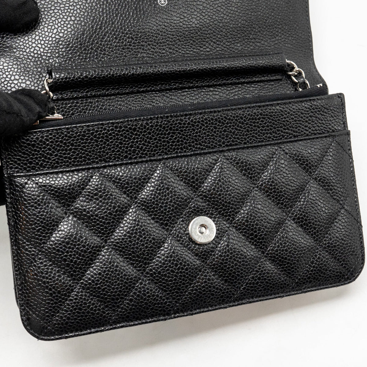 CHANEL CLASSIC WALLET ON CHAIN CAVIAR BLACK SHW (MICROCHIP)