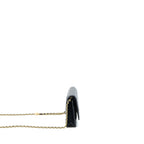 CHANEL PEARL CRUSH WALLET ON CHAIN LAMBSKIN BLACK BRUSHED GHW (MICROCHIP)