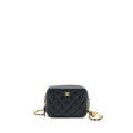 CHANEL PEARL CRUSH MINI CAMERA CASE WITH CHAIN LAMBSKIN BLACK GHW