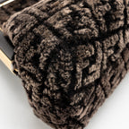 FENDI MEDIUM FENDI FIRST CLUTCH BAG SHEARLING BROWN GHW