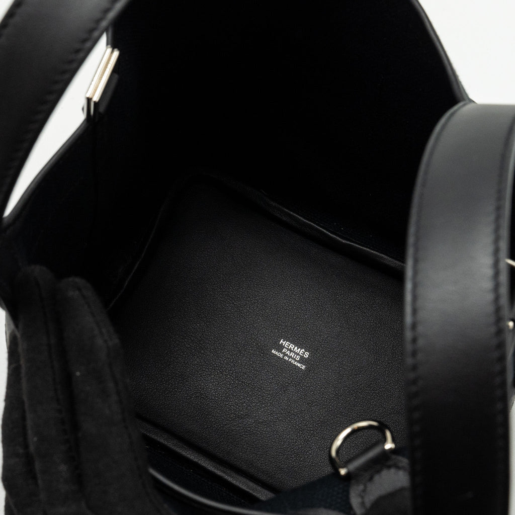 Hermes Cargo Picotin 18 Lock bag canvas / swift Black SHW