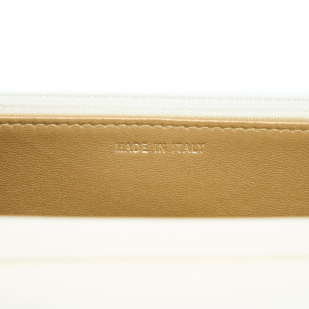 CHANEL PEARL CRUSH WALLET ON CHAIN LAMBSKIN WHITE BRUSHED GHW (MICROCHIP)