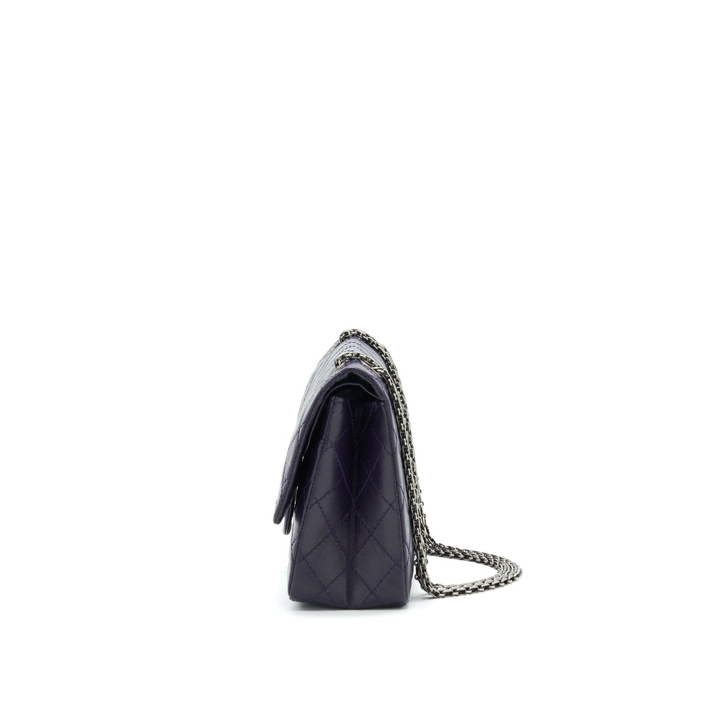 CHANEL REISSUE 226 IN DARK PURPLE WITH SILVER RUTHENIUM HARDWARE
