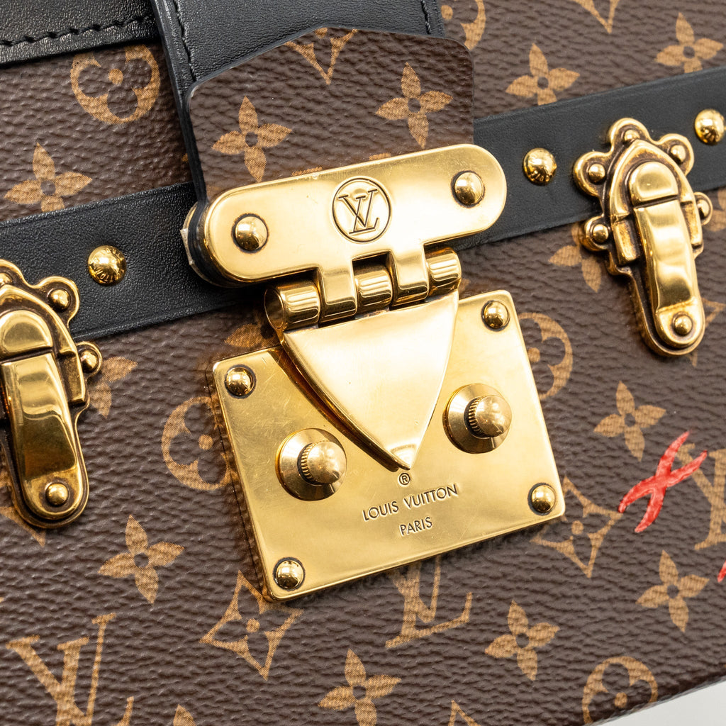LOUIS VUITTON PETIT MALLE LEATHER/MONOGRAM CANVAS Black/Brown GHW